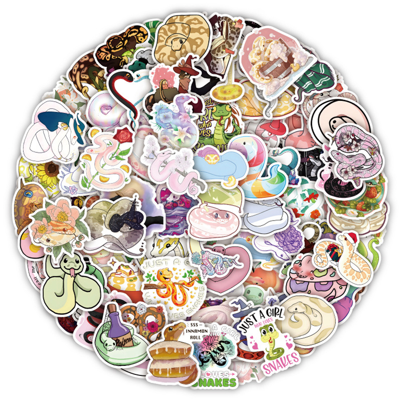 50Pcs Cute Cartoon Snake Stickers Serpentiformes Graffiti Kids Toy Skateboard car Motorcycle Bicycle Sticker Decals Wholesale