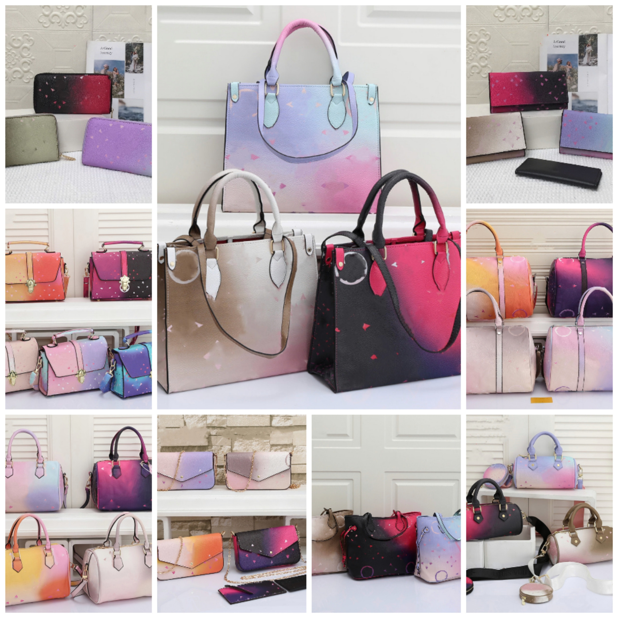 Luxury Design 22ss Sunrise Pastel Onthego Totes Bag Colorful Women Designer Shoulder Handbag Purse SPRING IN THE CITY COLLECTION Coated Canvas Crossbody AAA