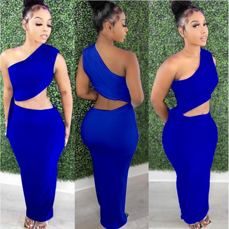 Women's Two Piece Pants 2023 Casual Women Set Tracksuit One Shoulder Solid Color Crop Top And Long Sportsuit Matching Suit Drop