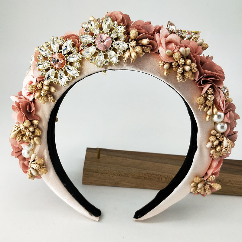 Wedding Hair Jewelry Fashion Flower Hairband For Women Compacted Crowns Soft Crystal Hairhoop Turban Women's Headbands Girls Accessories 230112