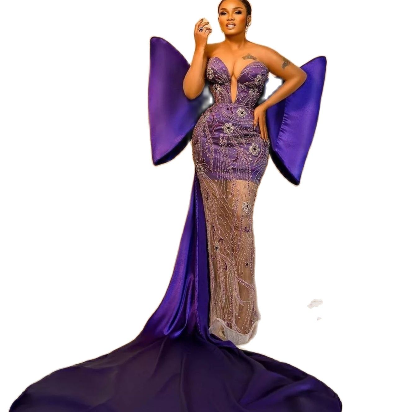 Sexy Sweetheart Mermaid Evening Dresses Luxurious Crystal Beading Prom Dress Big Bow Formal Party Gowns