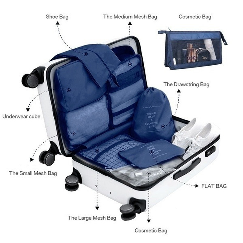 Storage Bags 8PCS/Set Organizer for Travel Accessories Luggage Suitcase Waterproof Wash Bag Clothes 230111