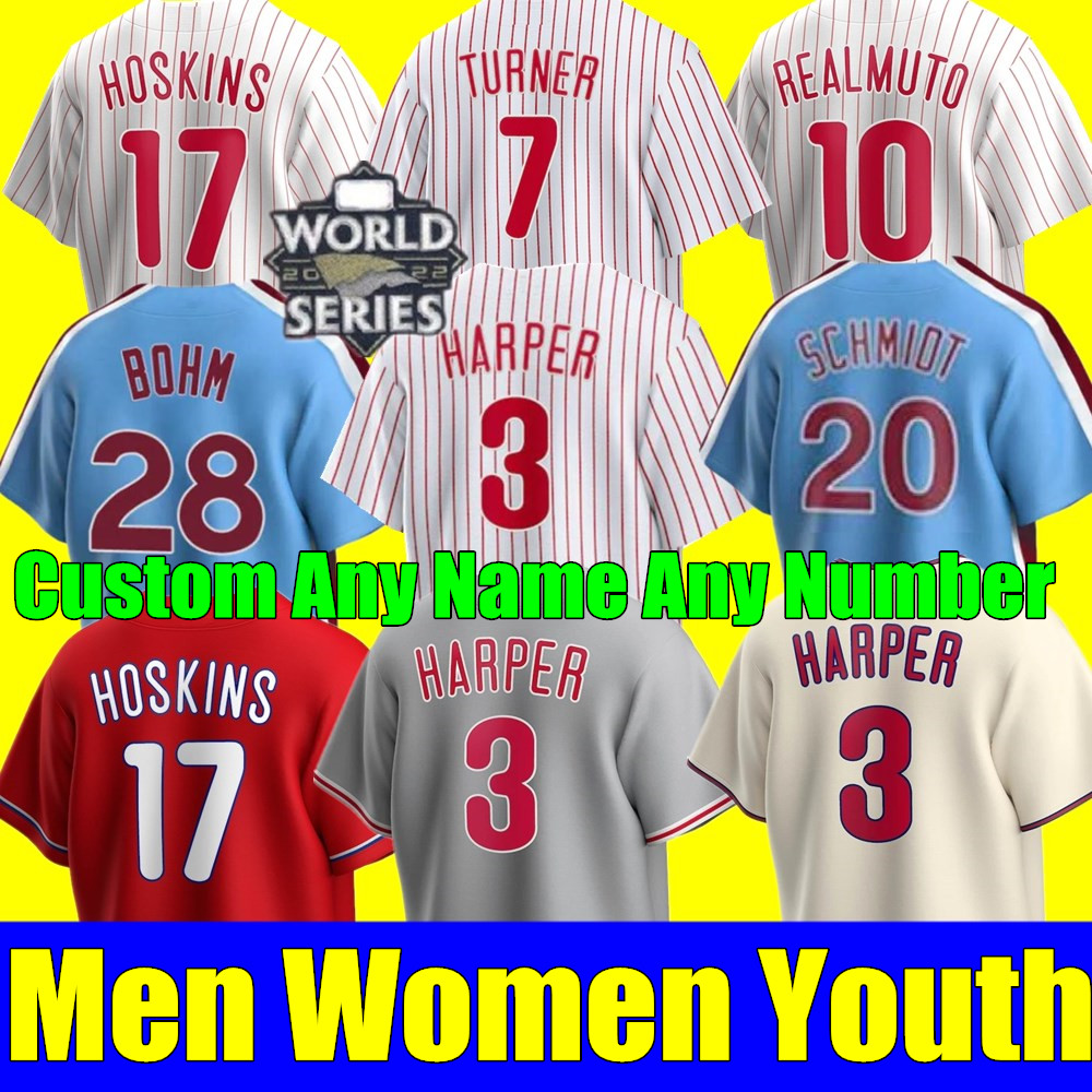 Custom 2023 S-4XL New Men Women youth 2022 Baseball Jerseys Bryce Harpe Trea Turner Rhys Hoskins Philadelphia JT Realmuto Phillies Schwarber Stitch jersey, As shown in illustration
Custom 2023 S-4XL New Men Women youth 2022 Baseball Jerseys Bryce Harpe Trea Turner Rhys Hoskins Philadelphia JT Realmuto Phillies Schwarber Stitch jersey, As shown in illustration