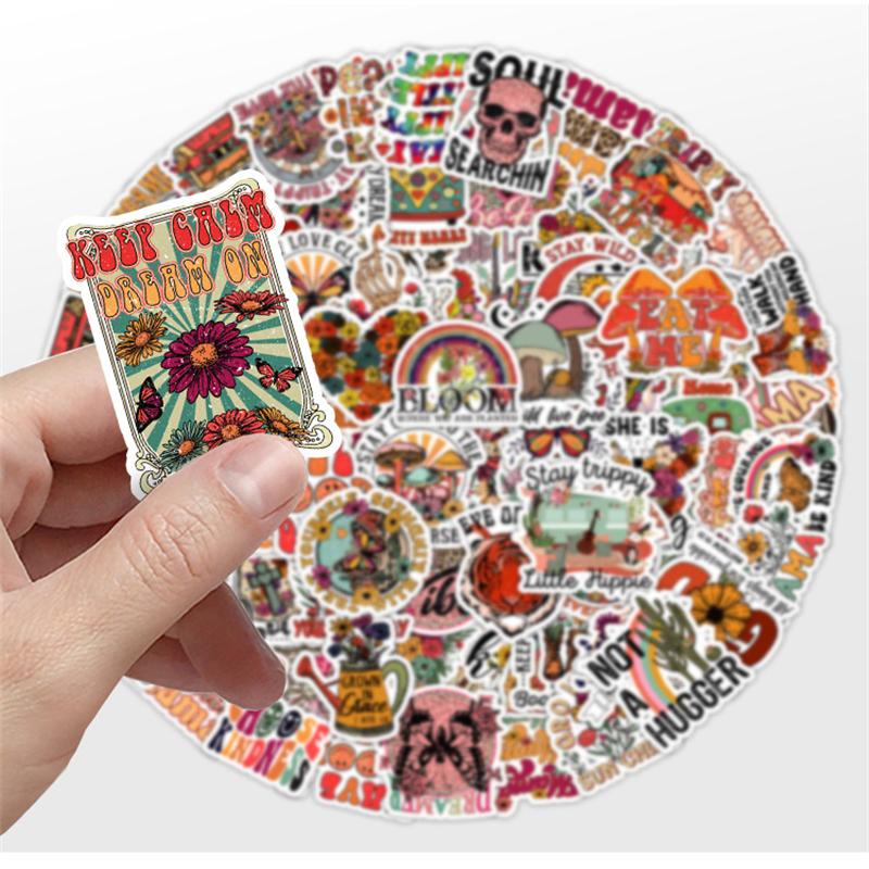 50Pcs Vintage Hippies Stickers Peace Love Graffiti Kids Toy Skateboard car Motorcycle Bicycle Sticker Decals Wholesale