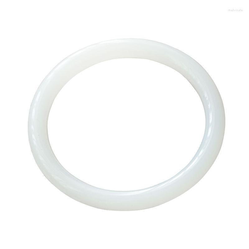 Bangle Natural Green Jade Round Women Fine Jewelry Real Chinese Hetian White Jades Nephrite Thin Jadeite Bracelet Large