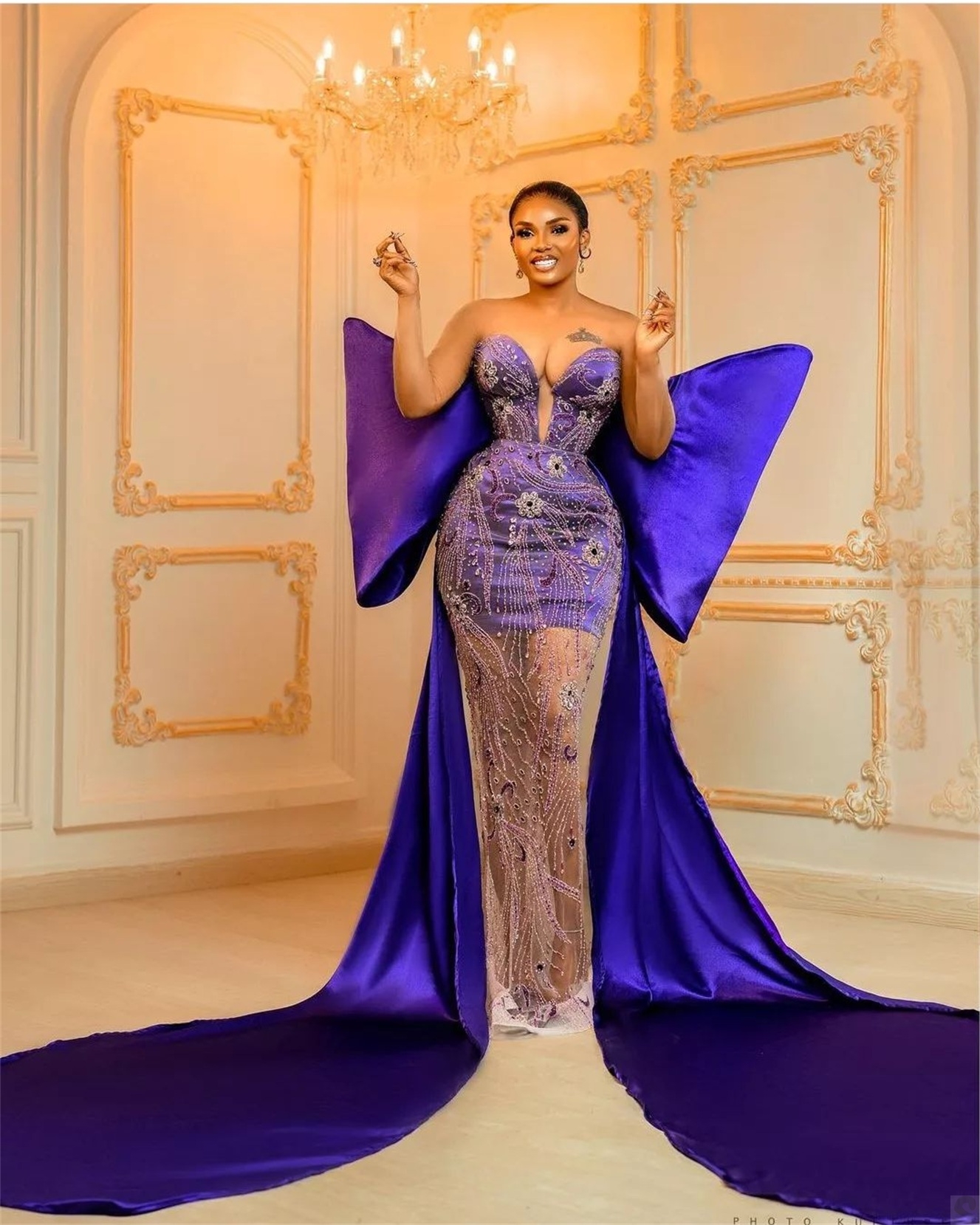 Sexy Sweetheart Mermaid Evening Dresses Luxurious Crystal Beading Prom Dress Big Bow Formal Party Gowns
