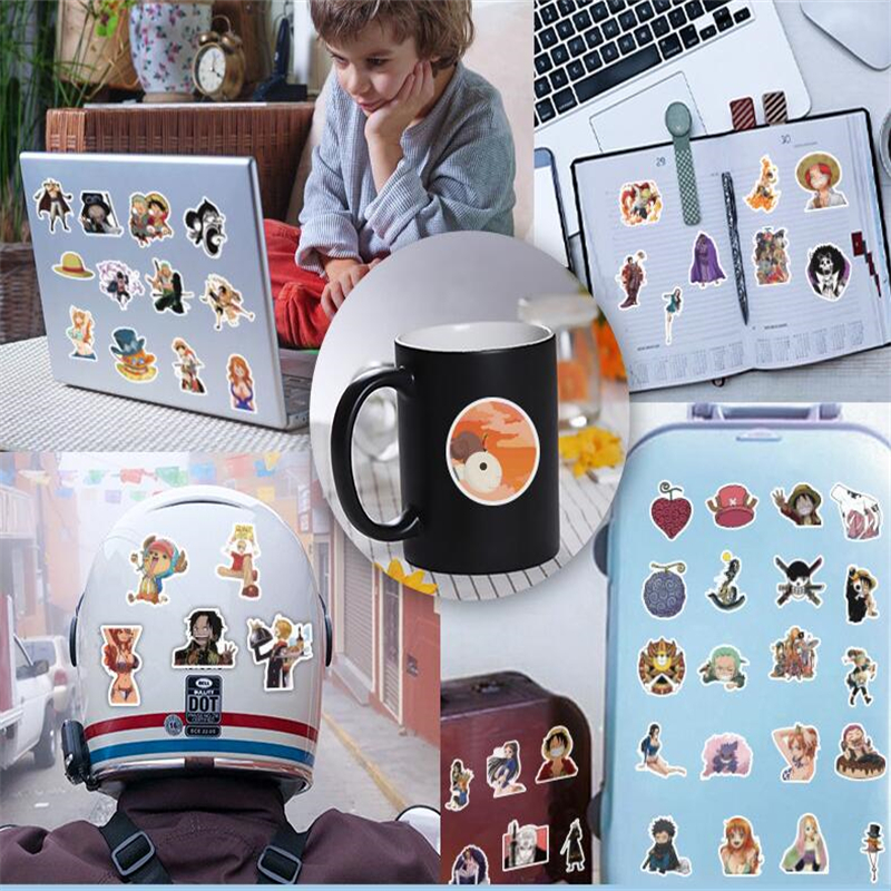 60Pcs Classical Anime One Piece Stickers Monkey D Luffy Nami Roronoa Zoro Graffiti Stickers for DIY Luggage Laptop Skateboard Motorcycle Bicycle Stick