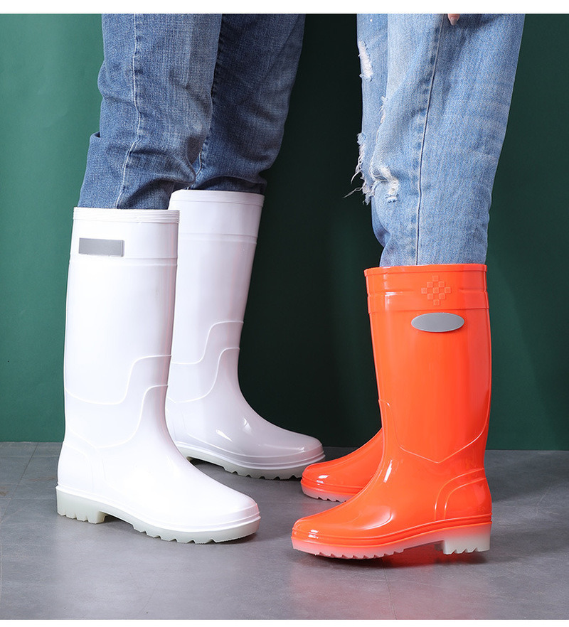 Rain Boots Comemore Autumn Low Heels shoes Couple Men Women High-barrel Waterproof Boot Work Rubber Shoe Long Water Shoes 44 230112