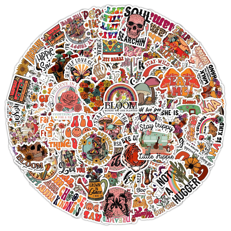 50Pcs Vintage Hippies Stickers Peace Love Graffiti Kids Toy Skateboard car Motorcycle Bicycle Sticker Decals Wholesale