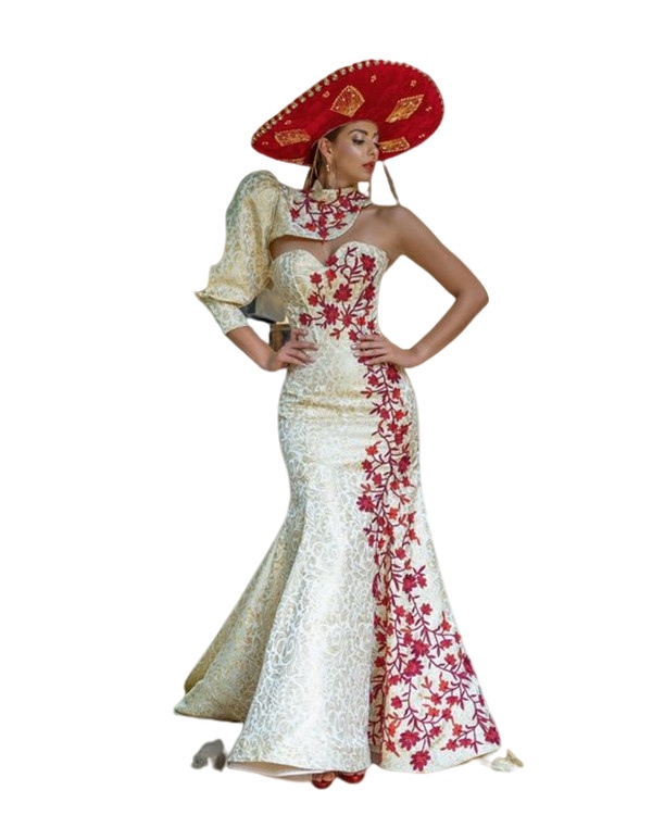 Mexcian Girl Champagne Mermaid Prom Dresses with Sleeve Jacket 2023 Retro Lace Embroidery Evening Outfit Occasion Gown