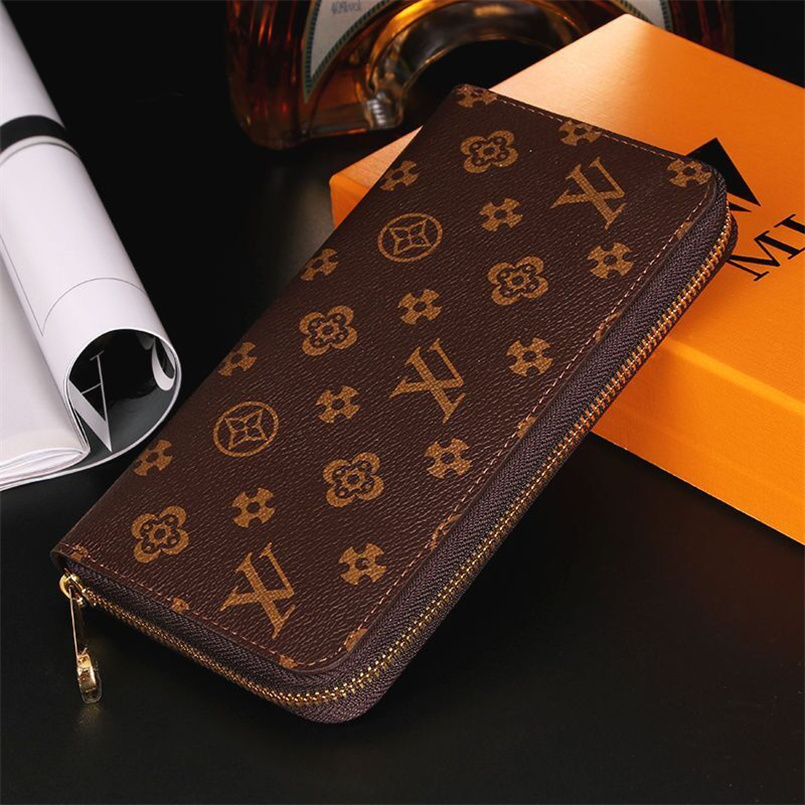 Fashion Luxury Designe rFashion women Genuine Leather wallet single ZIPPER wallets lady ladies cards and coins long classical purse with box card 60017
