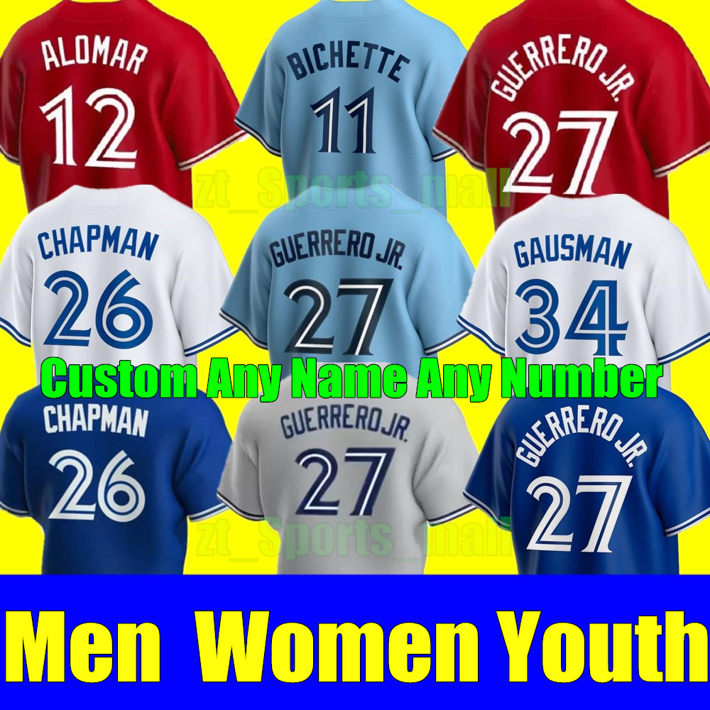 2023 S-4XL Custom Vladimir Guerrero Jr. Baseball Jersey Bo Bichette Alejandro KIRK TORONTO MATT CHAPMAN GEORGE SPRINGER BlUE JAYS DRURY HERNANDEZ Gurriel Jr. Jerseys