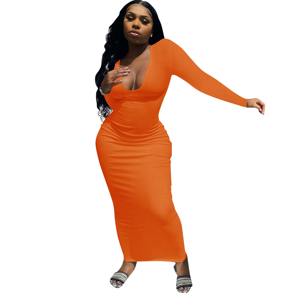 Fall Winter Dresses Women Long Sleeve Bodycon Dress Plus Size 2XL Skinny Deep V neck Long Style Dress Night Club Party Wear Fashion Streetwear Bulk It
