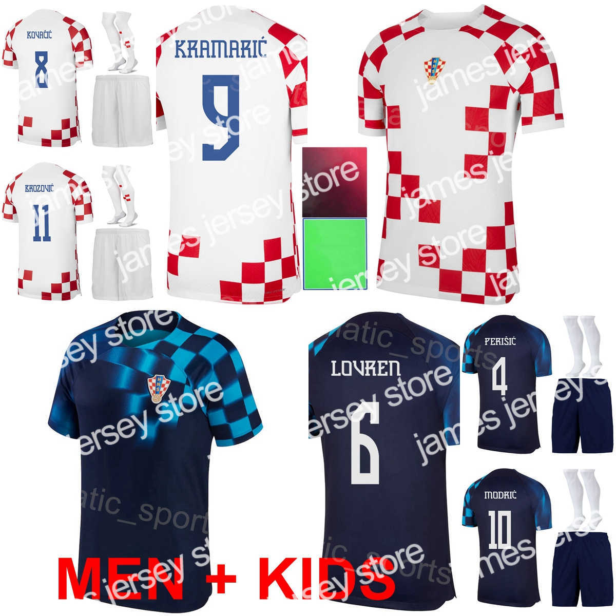 

Soccer Jerseys National Team Soccer Croacia 11 Marcelo Brozovic Jerseys 10 Luka Modric 4 Ivan Perisic 8 Mateo Kovacic 20 Josko Gvardiol Football Shirt Kits, Men with patch