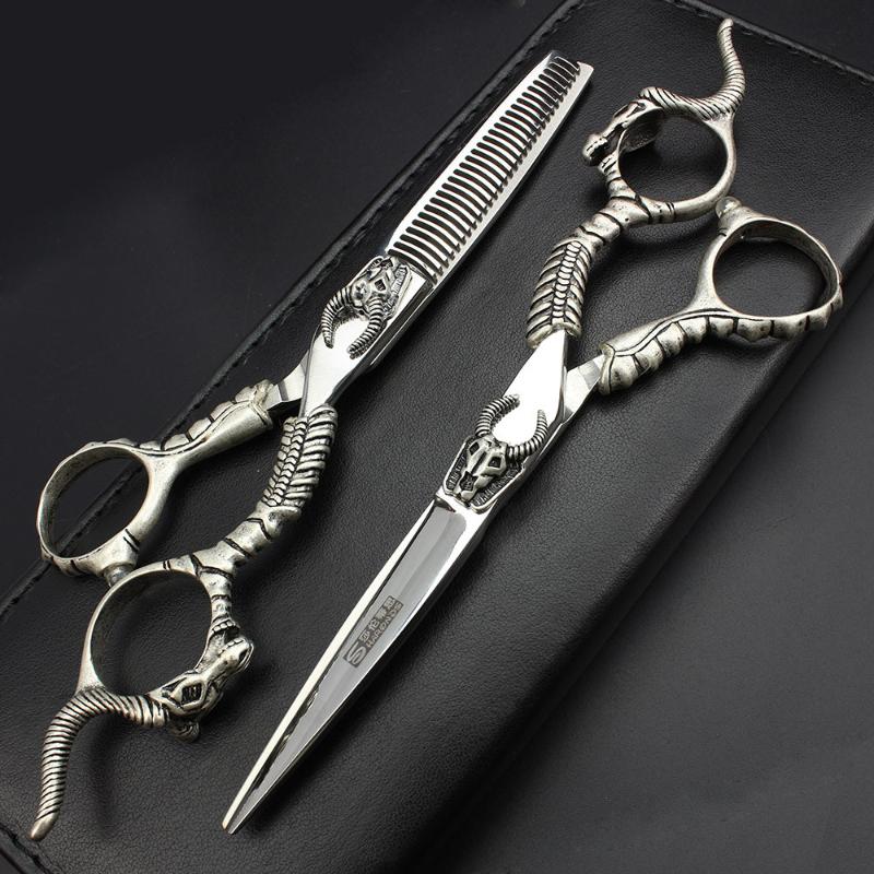 Hair Scissors Design With Demon Skull Of Hairdressing Set Cutting And Thinning Made In Taiwan 440C Steels
Hair Scissors Design With Demon Skull Of Hairdressing Set Cutting And Thinning Made In Taiwan 440C Steels