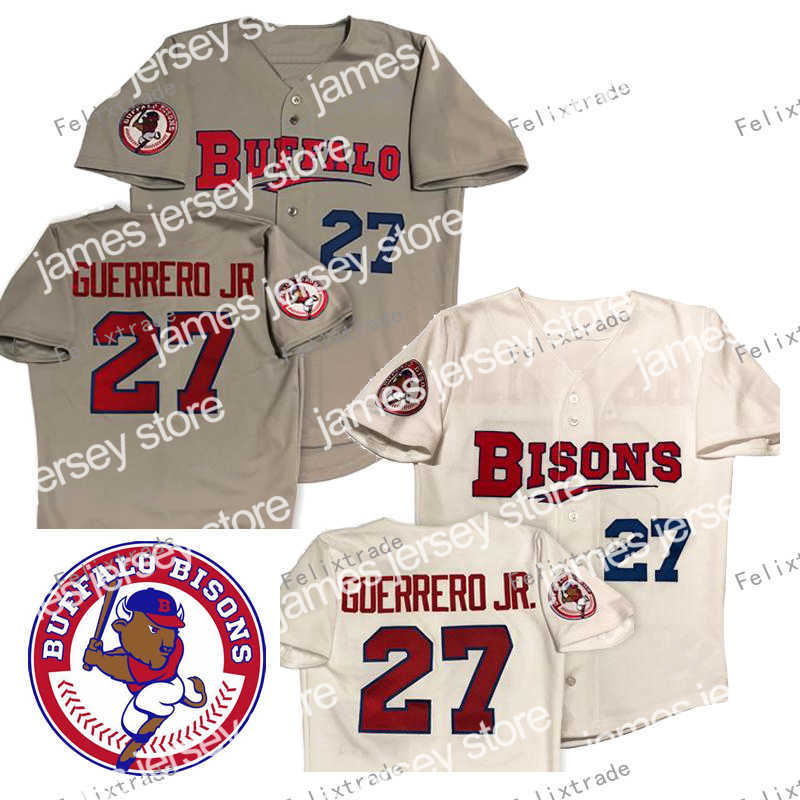 Baseball Jerseys Mens Buffalo Bisons 27 Vladimir Guerrero Jr. White Grey Custom Double Stiched Baseball Jerseys 
Baseball Jerseys Mens Buffalo Bisons 27 Vladimir Guerrero Jr. White Grey Custom Double Stiched Baseball Jerseys