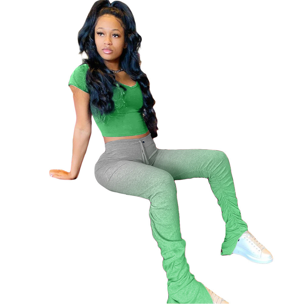 Summer Spring Women Tracksuits Short Sleeve Outfits Gradient Pullover T-shirt and Pants Two Piece Sets Outwork Sportswear Casual Sports suits Sweatsui