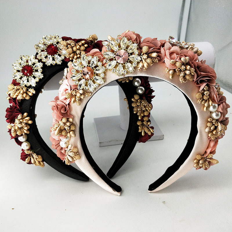 Wedding Hair Jewelry Fashion Flower Hairband For Women Compacted Crowns Soft Crystal Hairhoop Turban Women's Headbands Girls Accessories 230112