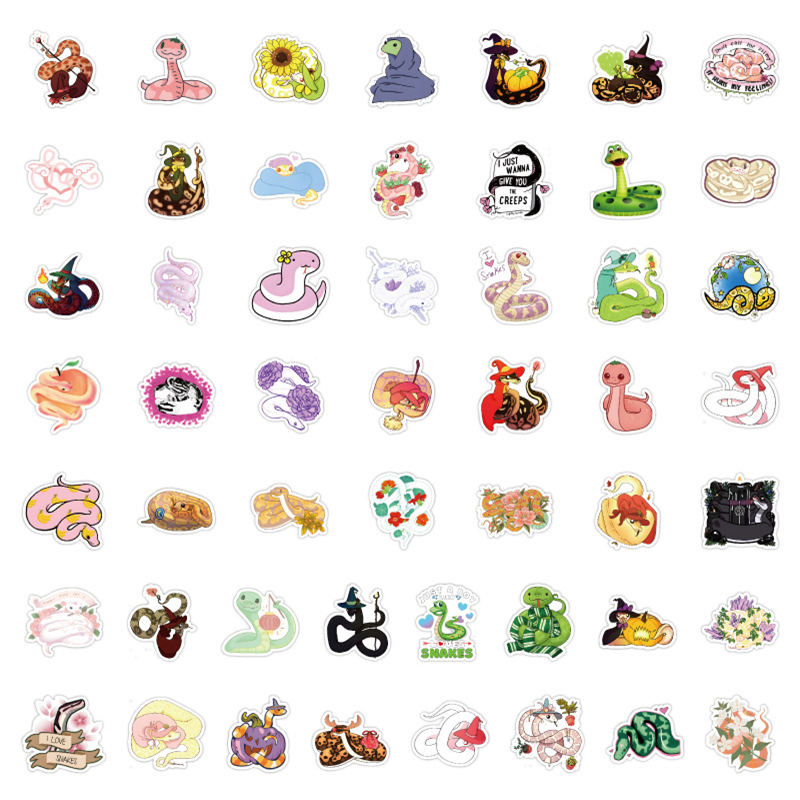 50Pcs Cute Cartoon Snake Stickers Serpentiformes Graffiti Kids Toy Skateboard car Motorcycle Bicycle Sticker Decals Wholesale
