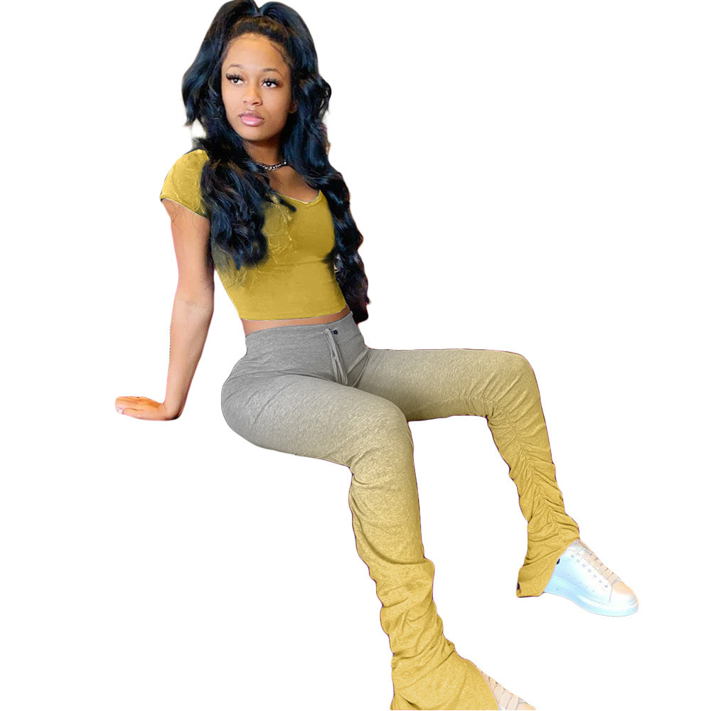 Summer Spring Women Tracksuits Short Sleeve Outfits Gradient Pullover T-shirt and Pants Two Piece Sets Outwork Sportswear Casual Sports suits Sweatsui