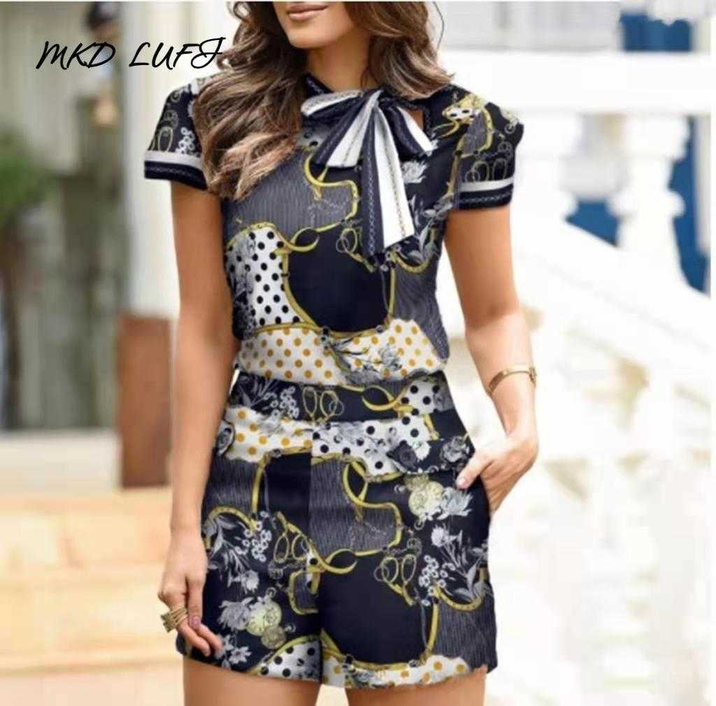 Two Piece 3 Dress Zebra Print Ribbon Top Pocket Design Shorts Set T230113