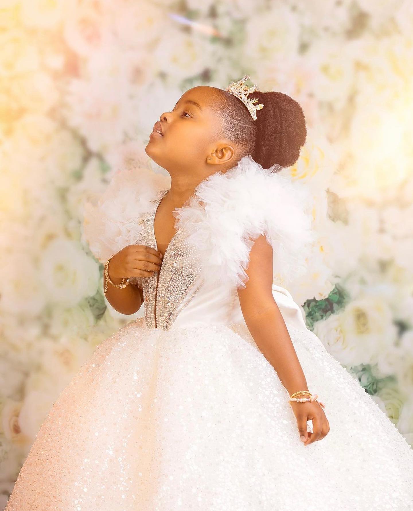 White Sequined Ball Gown Flower Girls Dresses for Wedding Girl Pageant Dress Kids Party Prom Birthday for Photoshoot