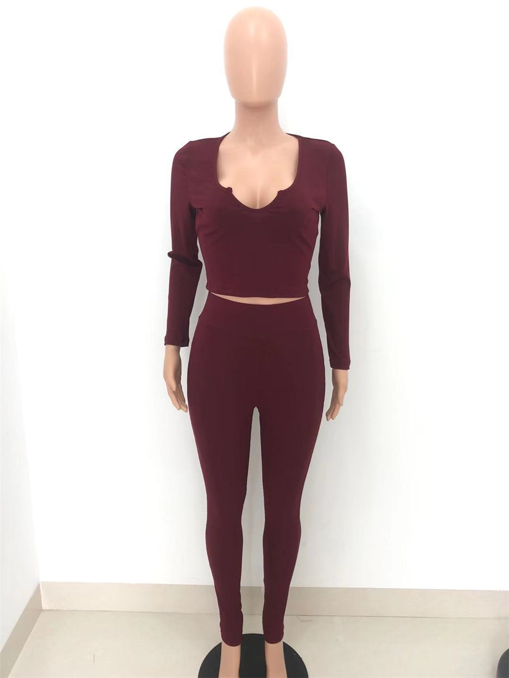 Fall Winter Outfits Women Ribbed Tracksuits Long Sleeve Pullover V neck Shirt Top and Pants Two Piece Sets Outwork Outfits Casual Sports suits Sporswe