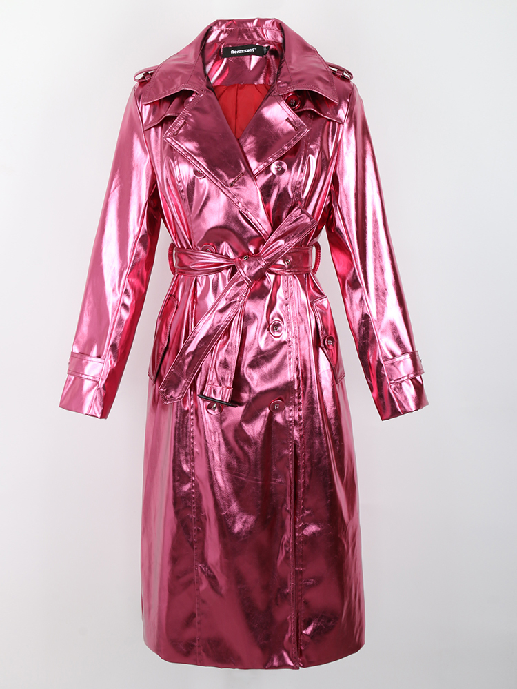 Women' Trench Coats Nerazzurri Spring Autumn Long Shiny Reflective Patent Leather Coat for Women Sashes Double Breasted European Fashion 230113, Green
Women' Trench Coats Nerazzurri Spring Autumn Long Shiny Reflective Patent Leather Coat for Women Sashes Double Breasted European Fashion 230113, Green