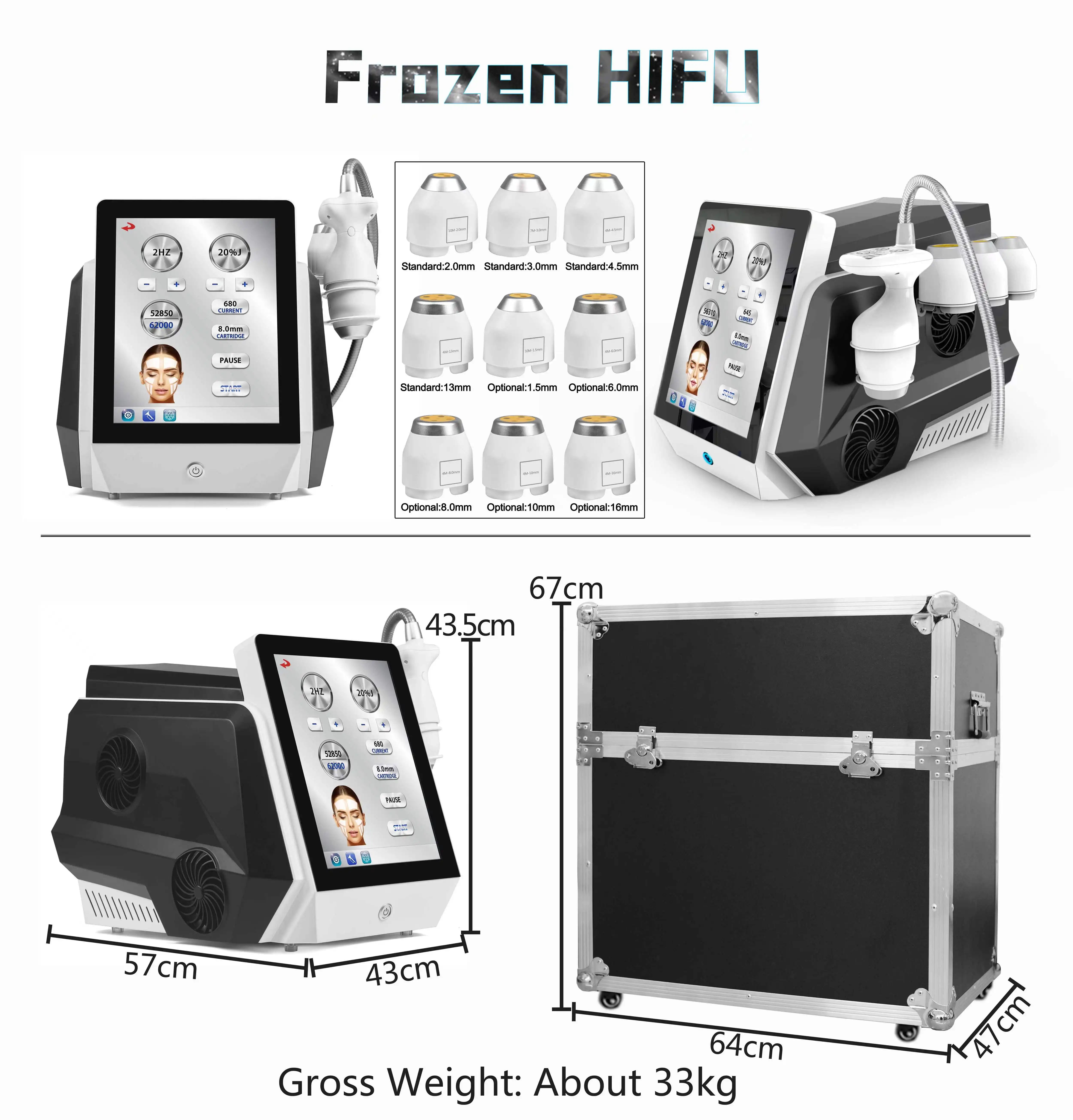 cryo HIFU machine intensity focused ultrasound cool hi-fu Cellulite Removal beauty Equipment skin lifting Anti-aging Face Body Anti Wrinkle device