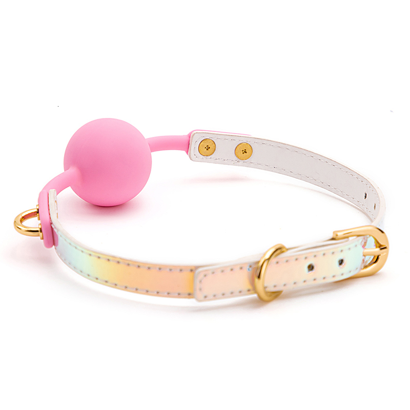 Bondage BLACKWOLF Soft Silicone Ball Gag Oral Fixation Mouth Stuffed PU Leather Band Sex Toys for Couples Adult Games 230113 - view 4