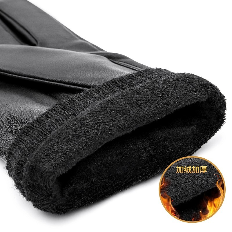 Fingerless Gloves BISON DENIM Men Genuine Sheepskin Leather Gloves Autumn Winter Warm Touch Screen Full Finger Black Gloves High Quality S019 230113