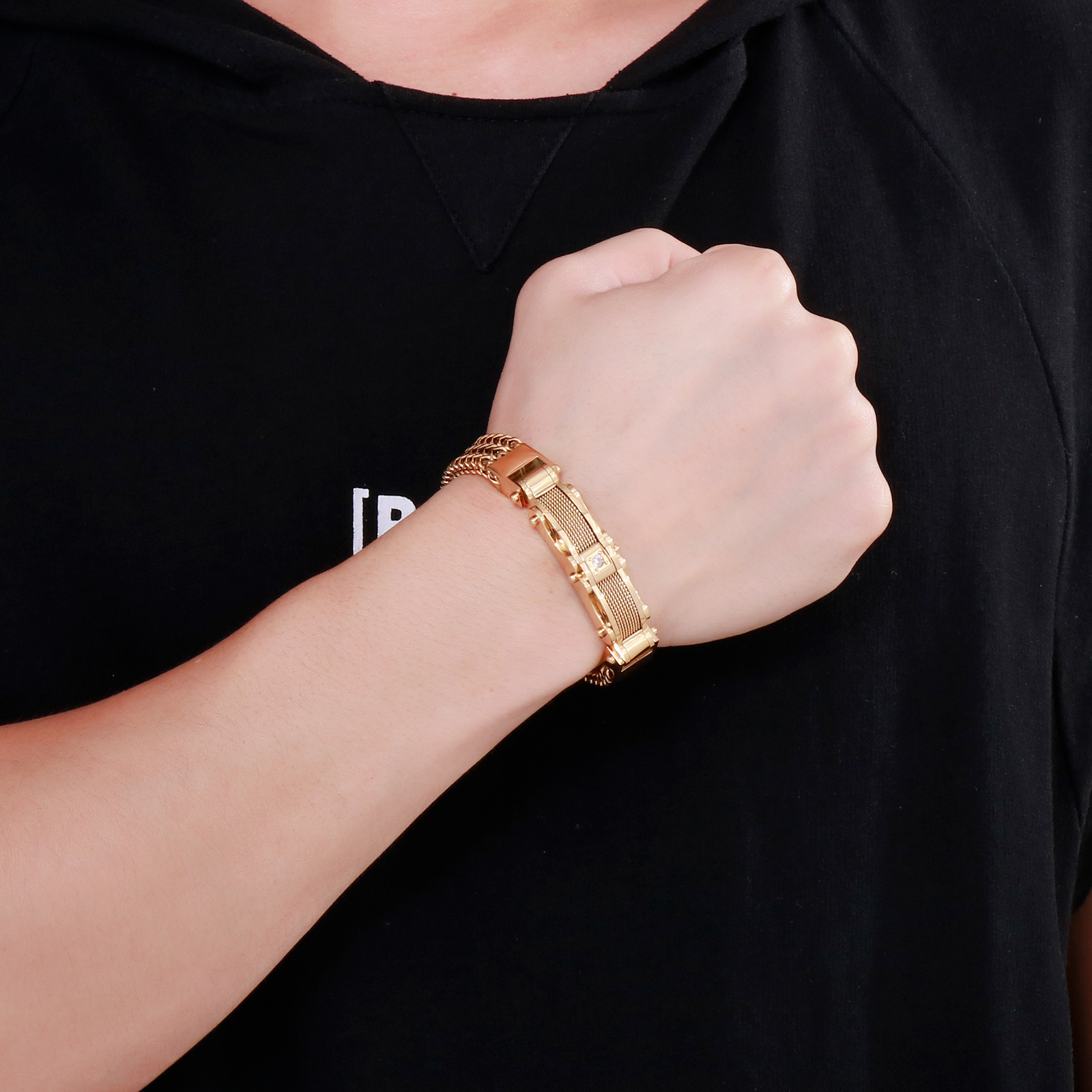 Charm Bracelets Gold Color Stainless Steel Link Chain Bracelets For Mens Metal Bracelet Male Charm Jewelry Accessory 230113