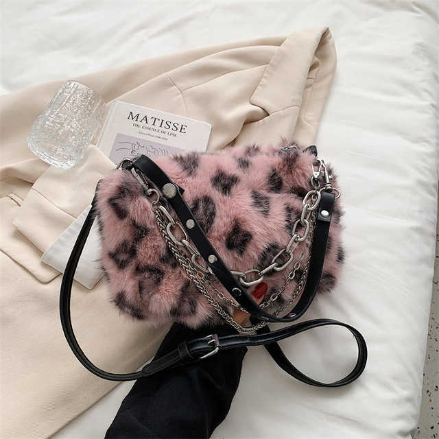 Shoulder Bags Soft Warm Plush Faux Fur Fluffy Tote Bag Female Luxury Designer Small Crossbody For Women Chain Handbags And Purses 230113