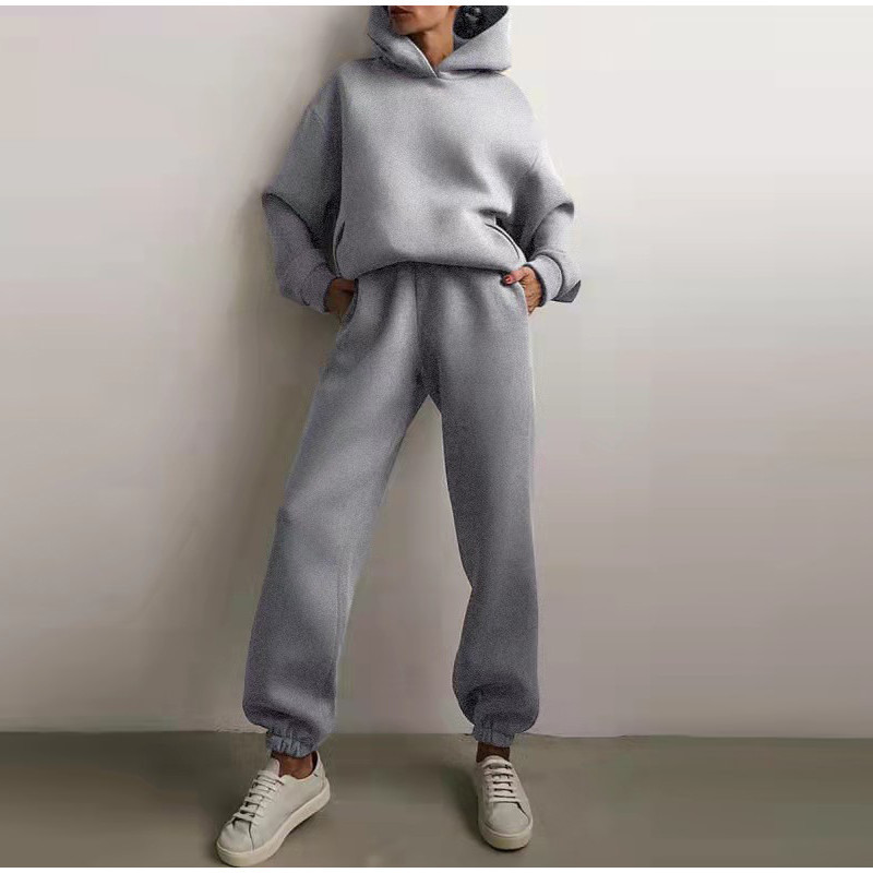 Womens Tracksuits Women Solid Color Tracksuit Casual Warm Long Sleeve Sweatshirt Jogger Pants Two Piece Sets Winter HoodiesPants Sport Suits 230113