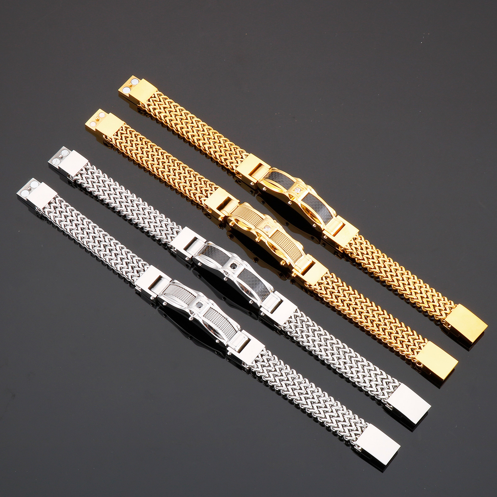 Charm Bracelets Gold Color Stainless Steel Link Chain Bracelets For Mens Metal Bracelet Male Charm Jewelry Accessory 230113