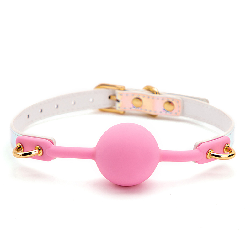 Bondage BLACKWOLF Soft Silicone Ball Gag Oral Fixation Mouth Stuffed PU Leather Band Sex Toys for Couples Adult Games 230113 - view 3