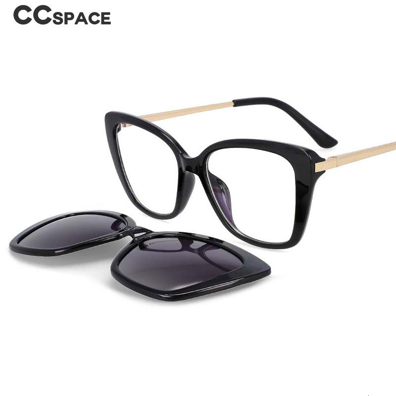 Sunglasses Frames 53851 Ladies Anti Blue Light Square Glasses Frames Polarized Sunglasses Magnetic Clip Women Fashion Computer Eyeglasses 230113