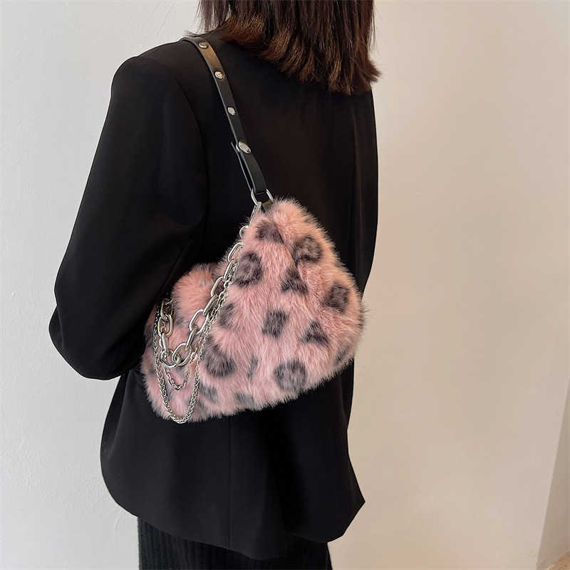 Shoulder Bags Soft Warm Plush Faux Fur Fluffy Tote Bag Female Luxury Designer Small Crossbody For Women Chain Handbags And Purses 230113
