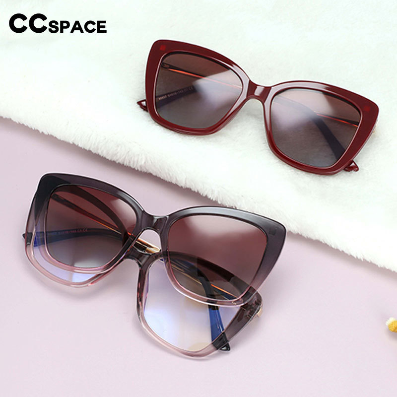 Sunglasses Frames 53851 Ladies Anti Blue Light Square Glasses Frames Polarized Sunglasses Magnetic Clip Women Fashion Computer Eyeglasses 230113