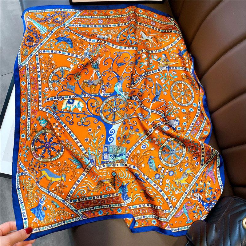 Scarves Real Silk Scarf Women Fashion Neckerchief Female Headscarf Square Shawl Foulard Headband Bandana Hijab High Quality