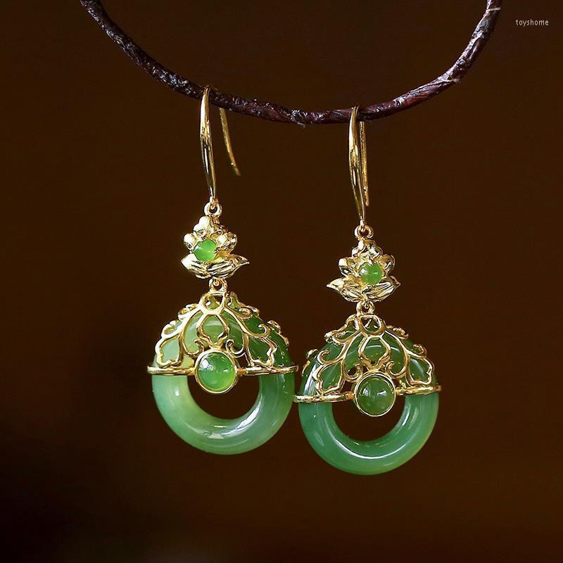 Stud Earrings Natural Hetian Jade Green Safety Buckle S925 Sterling Silver Gold Plated Jasper Ornament For Women
Stud Earrings Natural Hetian Jade Green Safety Buckle S925 Sterling Silver Gold Plated Jasper Ornament For Women