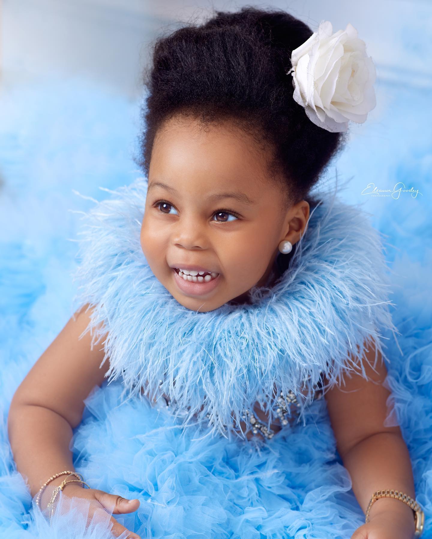 Feahter Girl Pageant Dress Flower Girls Dresses for Wedding Light Sky Blue Kids Ruffles Party Birthday Gowns for Photoshoot