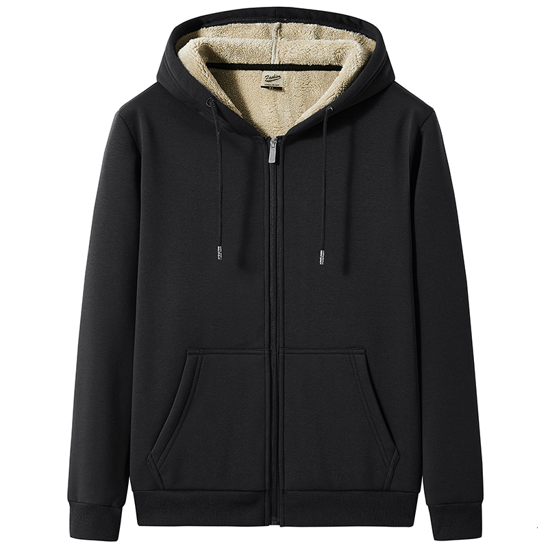 Mens Hoodies Sweatshirts Big Size Clothes Winter Thick Warm Hoodie Men Fleece Brushed Hooded Zipup Sweatshirt 7XL 8XL Large Thermal Hoody Male 230113