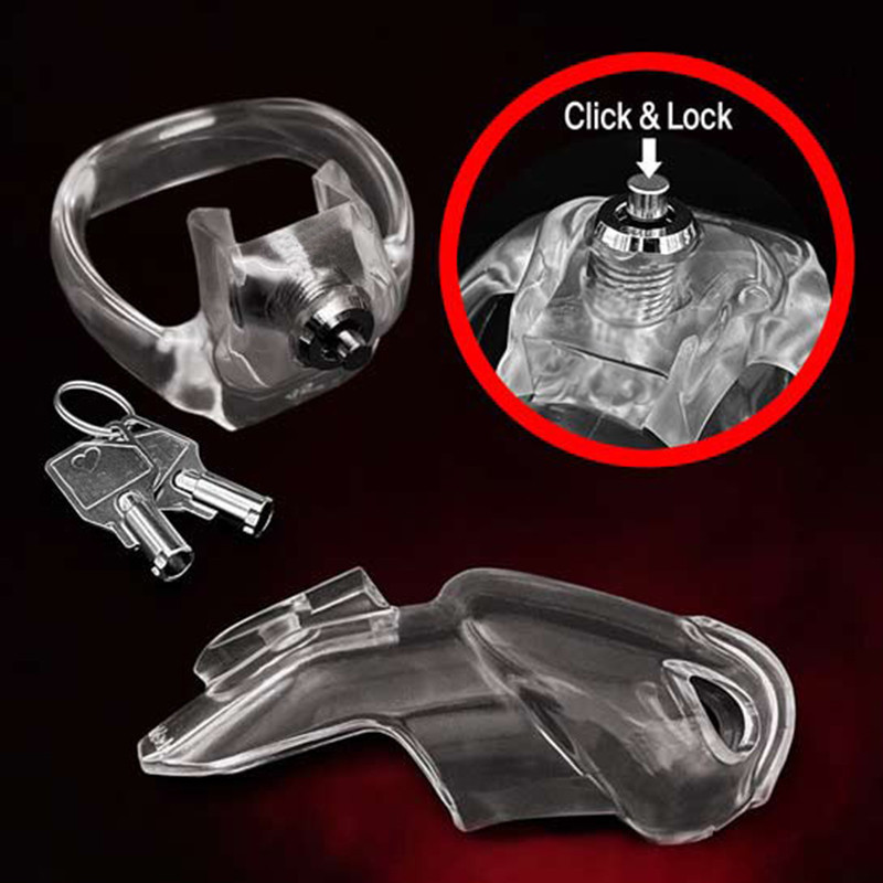 Cockrings HTV5 Click Lock Male Chastity Device Cock Cage Penis Ring Sleeve Adult BDSM Fetish Sex Toys For Men Gay 230113