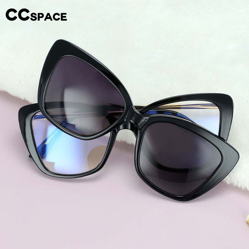 Sunglasses Frames 53851 Ladies Anti Blue Light Square Glasses Frames Polarized Sunglasses Magnetic Clip Women Fashion Computer Eyeglasses 230113