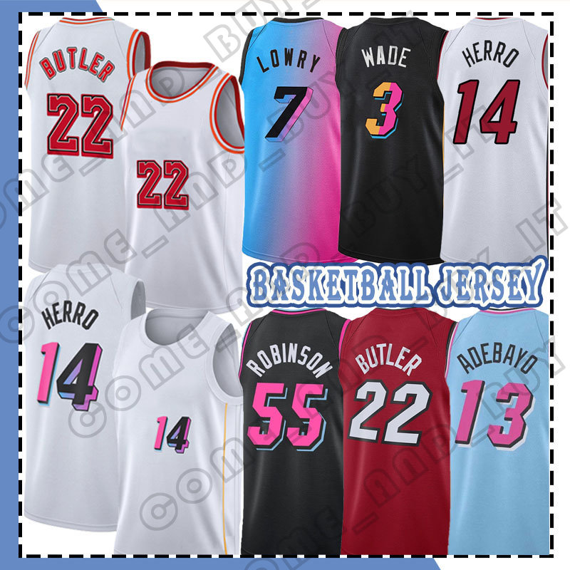 Dwyane Wade Jimmy Butler Basketball Jerseys Tyler Herro 2023 City 22 3 14 Bam Adebayo Goran Dragic Robinson Kawhi Leonard Paul George Shirt White Blue Jerseys 55 7 14