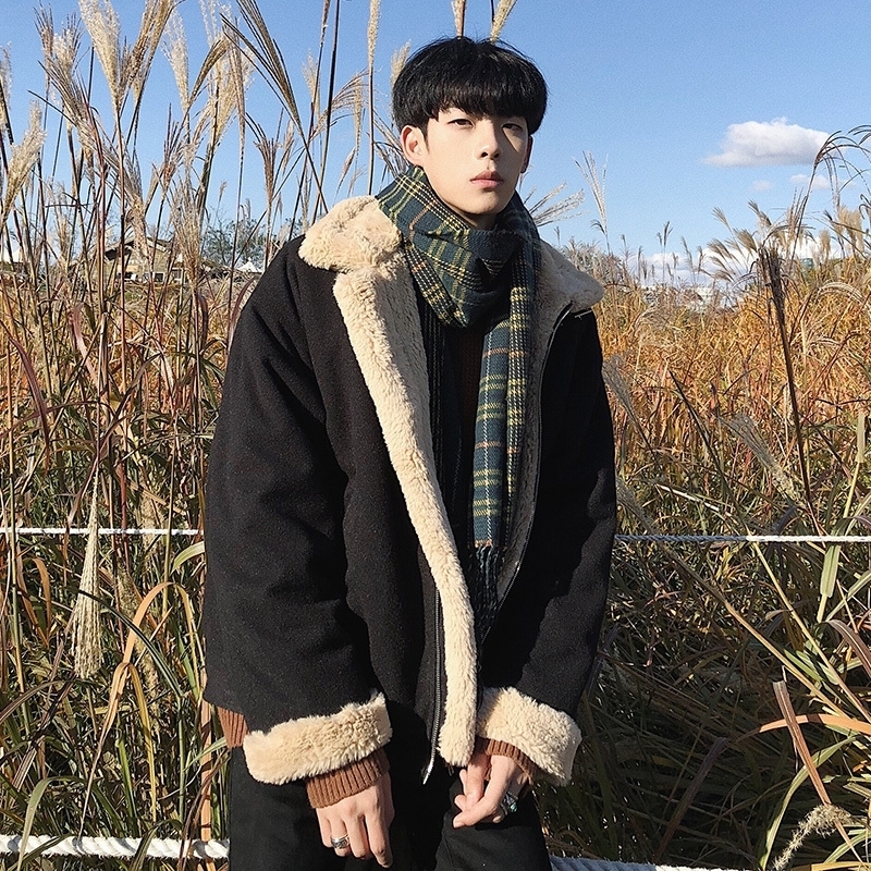 Men s Jackets Winter Product Thickening Plus Velvet Material Cotton Black Brown Plaid And White M XL l230106
