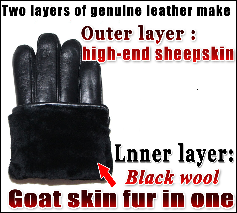 Fingerless Gloves Deerskin Pattern Male Leather Gloves Sheepskinfur in one Gloves Female Goatskin Sheep Fur Wool Gloves Winter Thickening Warm 230113