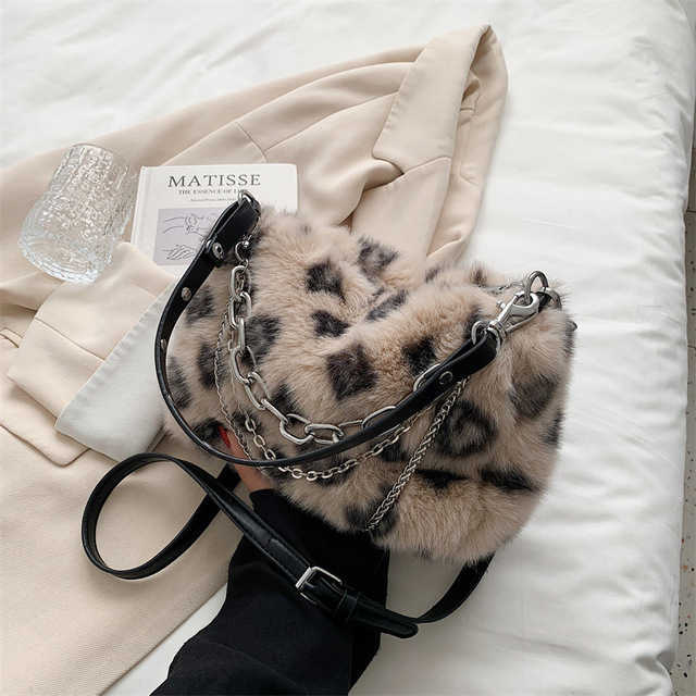 Shoulder Bags Soft Warm Plush Faux Fur Fluffy Tote Bag Female Luxury Designer Small Crossbody For Women Chain Handbags And Purses 230113