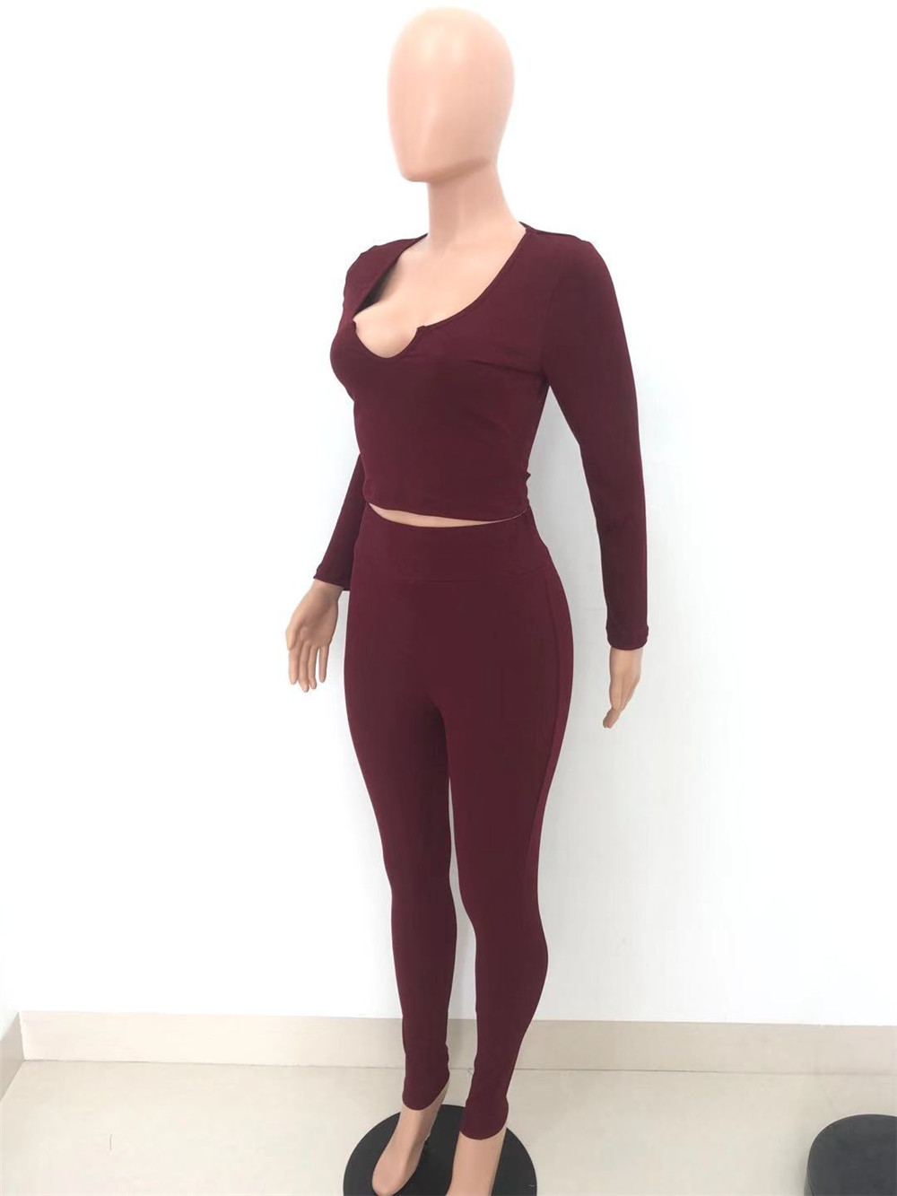 Fall Winter Outfits Women Ribbed Tracksuits Long Sleeve Pullover V neck Shirt Top and Pants Two Piece Sets Outwork Outfits Casual Sports suits Sporswe